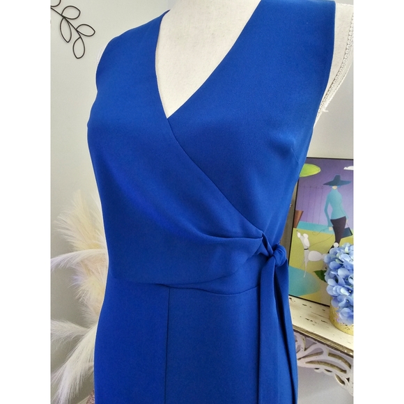Lavender Brown Sapphire Blue  Sleeveless V-Neck Tie Waist  Jumpsuit - Picture 4 of 9
